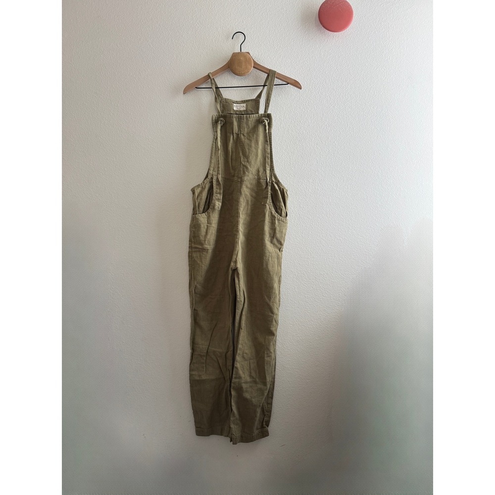 Kepola Linen Overalls Made in USA Tie Strap Straight Leg Jumpsuit Size Small